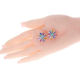 Pear Shape Multi-Sapphire, Oval Emerald and Diamond Cocktail Earrings, 18K White