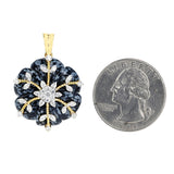 Snowflake Obsidian Carved Floral Pendant with 14k Gold and Diamonds