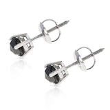 Rose Cut Black Diamond Stud Earrings Made in 14k White Gold