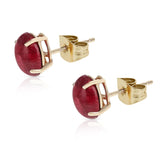 Blue Sapphire Oval Cabochon Stud Earrings Made in 14 Karat White Gold