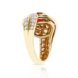 Van Cleef & Arpels 0.95 ct. Round Center Ruby and 2.10 ct. Diamond Cocktail Ring