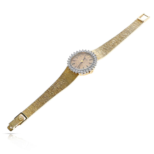 Vintage Rolex 14K Yellow Gold Diamond Bezel Watch