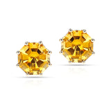 Octagonal Semi-Precious Screw-Back Stud Earrings,14k