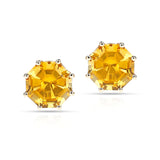 Octagonal Semi-Precious Screw-Back Stud Earrings,14k
