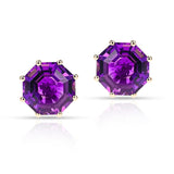 Octagonal Semi-Precious Screw-Back Stud Earrings,14k