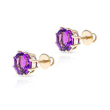 Octagonal Semi-Precious Screw-Back Stud Earrings,14k