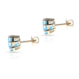 Octagonal Semi-Precious Screw-Back Stud Earrings,14k