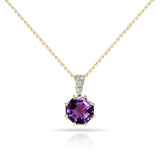 Octagonal Gemstone with Diamond Pendant, 14k