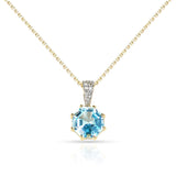 Octagonal Gemstone with Diamond Pendant, 14k