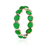 Emerald Cabochon Single Band, Yellow Gold