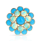 Triple Tier Gemstone Cabochon Floral Pendant, 18K Yellow Gold