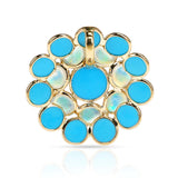 Triple Tier Gemstone Cabochon Floral Pendant, 18K Yellow Gold