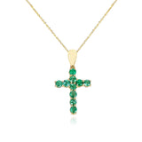 Gemstone Cut-Stone Cross Pendant, 18k