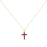 Gemstone Cut-Stone Cross Pendant, 18k