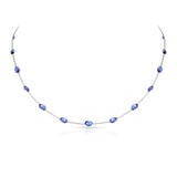 Oval Tanzanite Necklace, 18K White Gold
