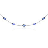 Oval Tanzanite Necklace, 18K White Gold