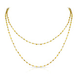 Yellow Diamond Faceted Beads Wire Wrap Necklace 40", 18K