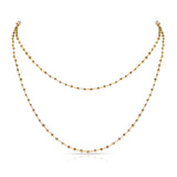 Brown Diamond Faceted Beads Wire Wrap Necklace, 40" 18K
