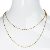 Brown Diamond Faceted Beads Wire Wrap Necklace, 40" 18K