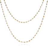Brown Diamond Faceted Beads Wire Wrap Necklace, 40" 18K
