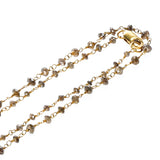 Brown Diamond Faceted Beads Wire Wrap Necklace, 40" 18K