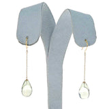 Smooth Green Amethyst Drop Dangling Earrings, 18K