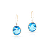 Large Oval Blue Topaz Earrings, 18K