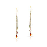 Multi-Sapphire Pear Trio Dangling Earrings, 18K