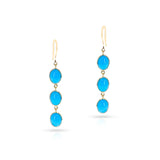 Three Oval Cabochon Turquoise Cocktail Earrings, 18K