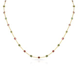 Square Cut Multi-Tourmaline Necklace, 18K