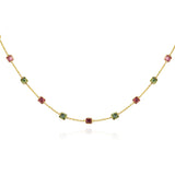 Square Cut Multi-Tourmaline Necklace, 18K