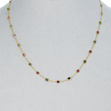Square Cut Multi-Tourmaline Necklace, 18K