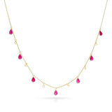 Pear Ruby and Diamond Rose Cut Drop Necklace, 18K