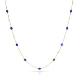 Oval Blue Sapphire and Diamond Rose Cut Necklace, 18K