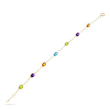 Mixed Semi-Precious Bracelet (Amethyst, Peridot, Citrine, Blue Topaz), 18K
