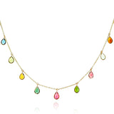 Pear Shape Multi Sapphire Necklace with Drops, 18k