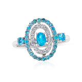 Oval Brazilian Paraiba Tourmaline Ring with Diamond Halo Ring, 18k