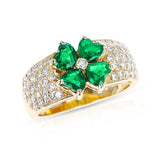 Van Cleef & Arpels Emerald Hearts with Round Diamonds Ring