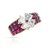 Van Cleef & Arpels Mystery Set Ruby with Heart Shape Diamonds, 18k