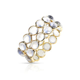 Purple Amethyst Round Cabochon Double Line Band, Yellow Gold