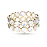 Purple Amethyst Round Cabochon Double Line Band, Yellow Gold