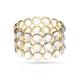 Round Moonstone Cabochon Triple Band, Yellow Gold