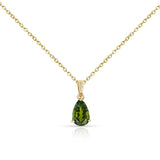 Pear Shape Green Tourmaline Pendant (5 cts), 18K Yellow Gold