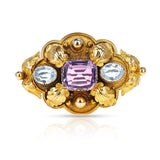 Victorian Cushion Amethyst and Oval Topaz Brooch, 18k