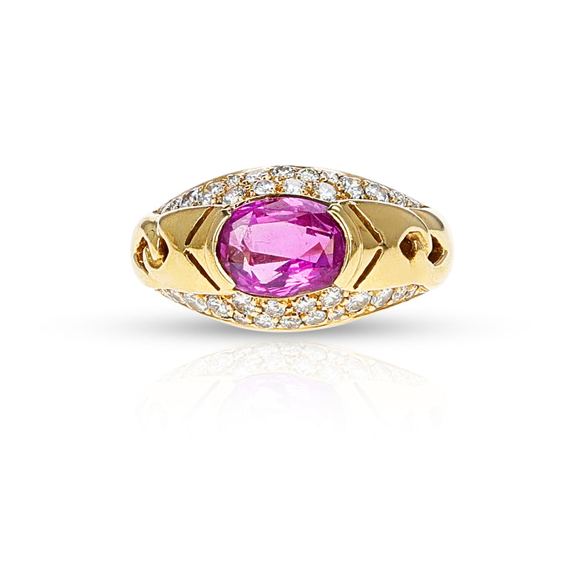 Bvlgari Italy Pink Sapphire and Diamond Ring, 18k