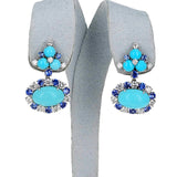 Turquoise Cabochon, Sapphire and Diamond Dangling Earrings, 18k