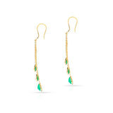 Triple Pear Emerald Drop Dangling Earrings, 18K
