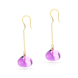 Amethyst Smooth Bead Dangling Earrings, 18K