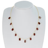 Rectangular Garnet Drop Necklace, 18K