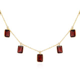 Rectangular Garnet Drop Necklace, 18K